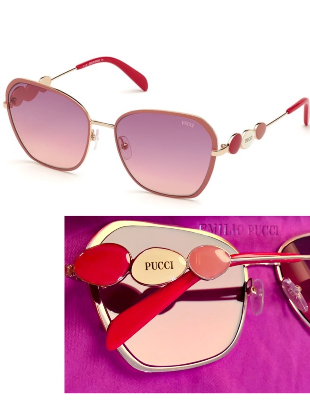 New! Pucci Pink and Red Gradient Women's Sunglasses UV400 58mm